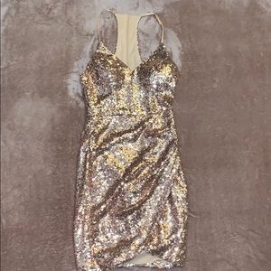 Cute short rose gold glitter dress